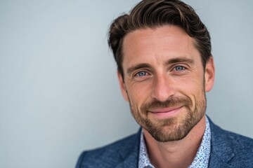 Obraz premium A confident entrepreneur showcases business success in a dynamic urban office inspiring others through professionalism.