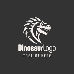 Minimalist Black White Dinosaur Drawing