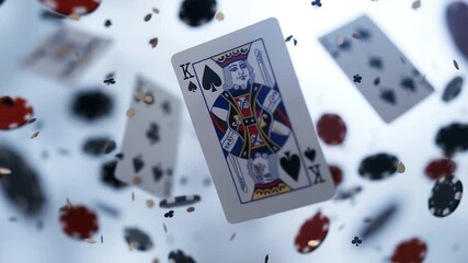 Playing cards in mid-air, a unique and fascinating scene