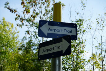 East Midlands Airport Trail signpost in Nottinghamshire England UK walking trail