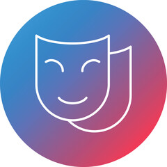 Theatre Mask Line Gradient Circle Background Icon