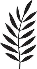 This is an icon of a plant stem with leaves on either side. It could be used to represent plants and flowers, or other natural themes.