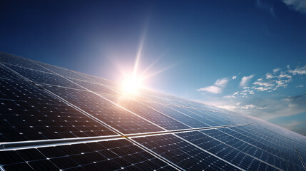 Solar panels under a bright sun clean energy renewable power sustainable technology