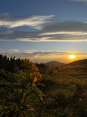 sunset over the mountains