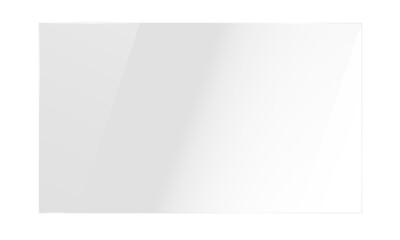 Realistic transparent shiny glossy glass plate panel with light glare reflective surface effect overlay on PNG isolated background rectangle gradient window