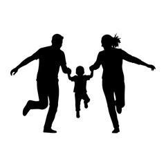 Obraz premium Family running holding hands parents child