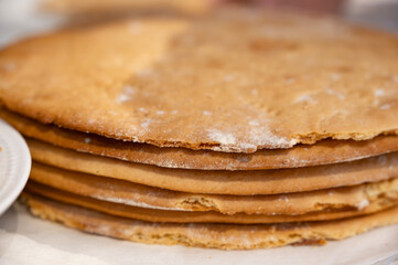 Baked Honey Cake Layers Close-Up