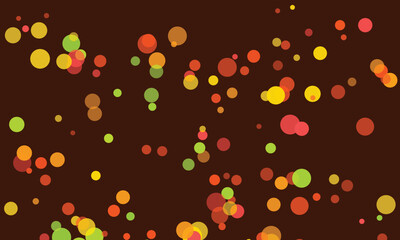 Abstract minimalist design with circles in warm autumnal tones and brown background