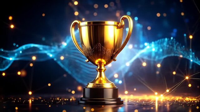 Golden Trophy Award Winning Achievement Celebration.