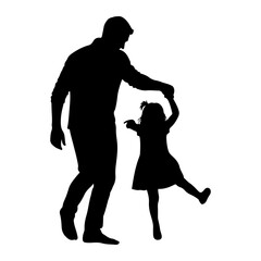 Father and daughter dancing together silhouette black