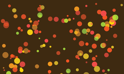 Abstract background with retro colored circles on dark brown backdrop