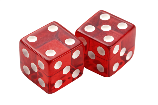 Red pair of casino dice rolled a seven on AI generated by PNG