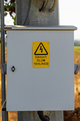 Electrical Box with High Voltage Warning Sign