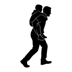 Father carrying child piggyback vector