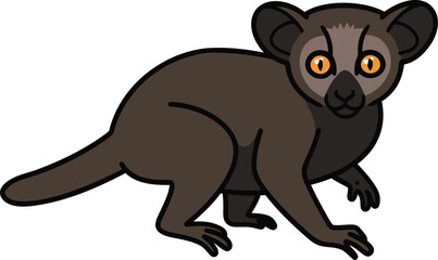 Cute Brown Lemur With Big Orange Eyes