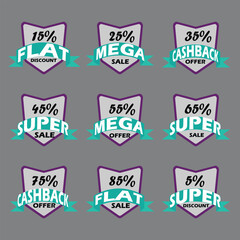 set of vector sale labels, black friday sale, cyber monday sale