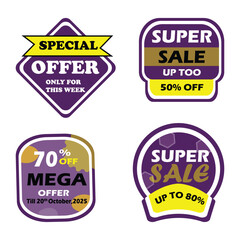 set of vector sale labels, black friday sale, cyber monday sale