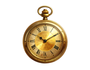  Antique Gold Timepiece Illustration Sticker Design PNG