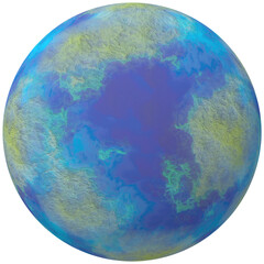 Fictional  water planet isolated transparent background 3d rendering
