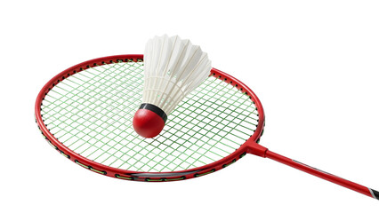 Badminton racket and shuttlecock equipment for sport game activity on white background isolated photo on transparent background
