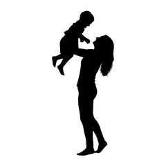 Mother holding child up in the air baby lifting