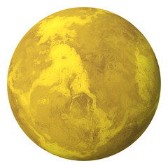 Fictional yellow planet isolated transparent background 3d rendering
