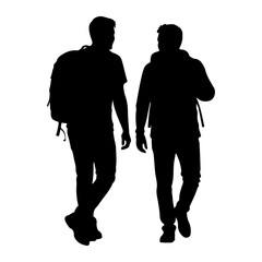 Two figures walking together silhouette people