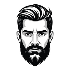 Bearded Man Portrait Vector Illustration – Stylish Male Character with Modern Haircut and Hoodie