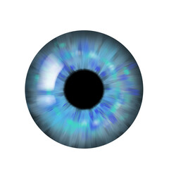 Human Eye, Blue Iris close up, isolated on a white background, transparent background 