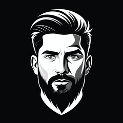 Bearded Man Portrait Vector Illustration – Stylish Male Character with Modern Haircut and Hoodie