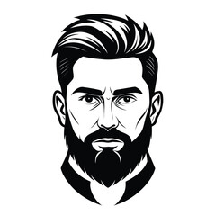 Fototapeta premium Bearded Man Portrait Vector Illustration – Stylish Male Character with Modern Haircut and Hoodie