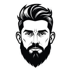Bearded Man Portrait Vector Illustration – Stylish Male Character with Modern Haircut and Hoodie