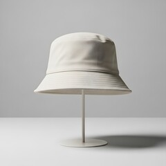 Art of beige canvas bucket hat, simple casual unisex fashion accessory for sun protection