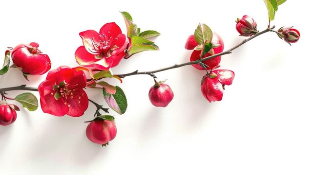 Close-up shot of a single flower on a branch, ideal for use in beauty, lifestyle or nature-related content