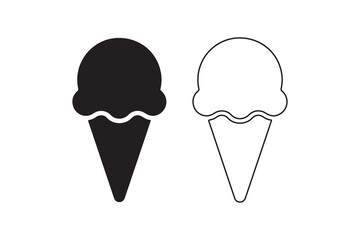 Black ice cream cone icons on a white background