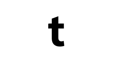 Bold lowercase 't' alphabet typography design element in striking black and white, perfect for branding, logos and modern graphic design projects