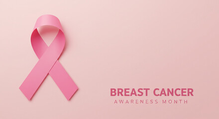 Hopeful pink ribbon symbol for breast cancer awareness month campaign, promoting support and early detection in a clean, modern design.