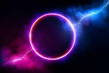 An abstract blue universe background features a glowing planet and solar eclipse among dark space stars to create a science illustration of cosmos energy