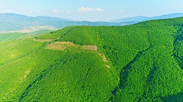 Aerial mountains scenery, beautiful green nature, panorama