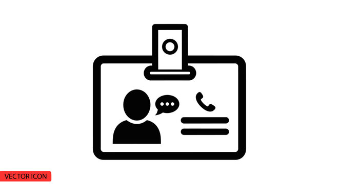 Sleek ID badge icon for professional identity verification, showcasing communication and contact details in a modern, minimal design for business needs - Powered by Adobe