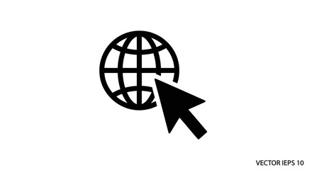 Navigate the world with ease using this simple globe and cursor icon, perfect for websites, apps, and presentations about global connectivity