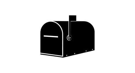 A simple black and white mailbox with the flag up to show there is mail ready to be sent, perfect for a variety of communication needs