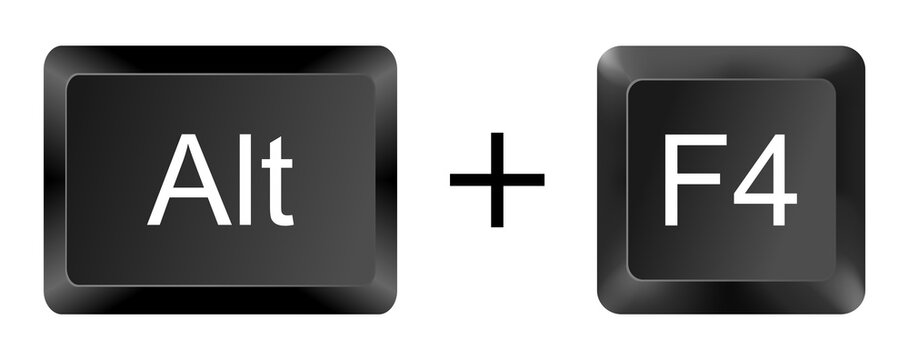 Alt + F4 keyboard shortcut for closing applications Isolated on White Background