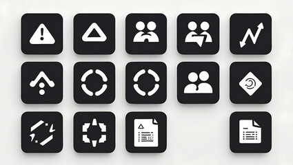 Collection of various user interface icons isolated on white background