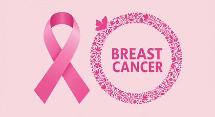 Empowering pink ribbon symbolizes hope and awareness for breast cancer support campaigns and medical research initiatives, inspiring collective action and solidarity.