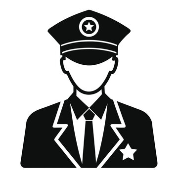 Police Officer Icon Black Silhouette Vector of Law Enforcement Uniform and Cap