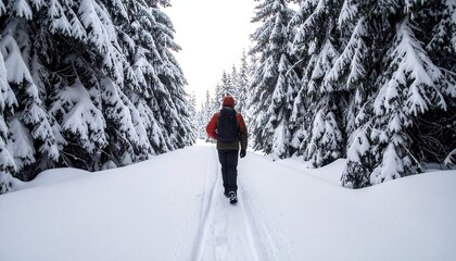 Man walking snowy path