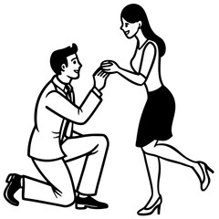 A man propose her girlfriend on transparent background