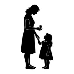 Mother and child holding candle daughter