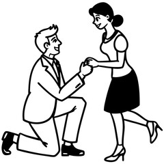 A man propose her girlfriend on transparent background